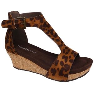 New In Box- Pierre Dumas Leopard Print Wedge Sandals- Animal Print